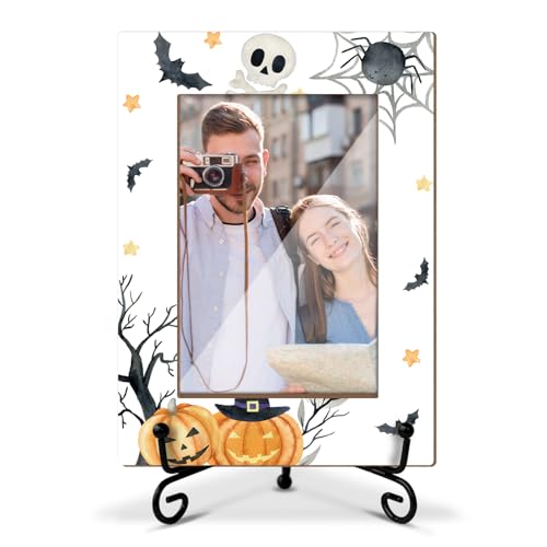 Doreen's Boutique Happy Halloween-Bilderrahmen, Geister-Kürbis-Fledermaus-Heimdekoration, 10,2 x 15,2 cm, Holz-Bilderrahmen mit Staffelei für Tischdekoration, Halloween-Geschenke für Jungen, Mädchen Doreen's Boutique Happy Halloween-Bilderrahmen, Geister-Kürbis-Fledermaus-Heimdekoration, 10,2 x 15,2 cm, Holz-Bilderrahmen mit Staffelei für Tischdekoration, Halloween-Geschenke für Jungen, Mädchen von Doreen's Boutique