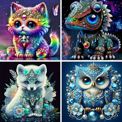 Doreenstar 4 Stück 5D DIY Diamond Painting Tiere Set - Quadratisches Full Drill Diamant Malerei für Home Wand Décor, Bunt, 30x30 CM von Doreenstar