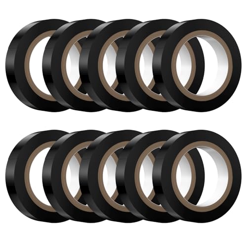 Dorglix 10 Rollen Isolierband Schwarz, Klebeband Wasserdichtes, Dichtband Selbstverschweißendes, Kabelbaum Electrical Tape, Selbstklebendes Lsolierband, zum Schutz, Bündeln und Reparieren von Kabeln von Dorglix
