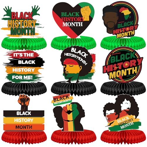 Dorgua 9 Stück schwarze Geschichte Monat Wabenaufsätze, afrikanische amerikanische Tafelaufsätze, Tischaufsätze, 19. Juni 1865 Tischdekoration für Black History Month Freedom Day Juneteenth Party Dorgua 9 Stück schwarze Geschichte Monat Wabenaufsätze, afrikanische amerikanische Tafelaufsätze, Tischaufsätze, 19. Juni 1865 Tischdekoration für Black History Month Freedom Day Juneteenth Party von Dorgua