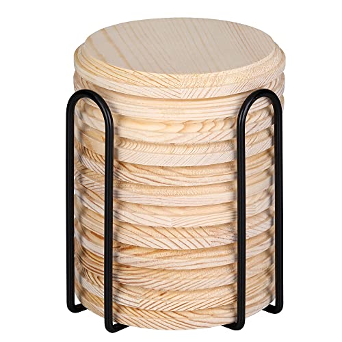 Dorhui Runde Holztafeln zum Basteln, 10,2 cm, Holzsockel, unlackiert, natürliches Kiefernholz, Kreis-Basteltafeln für Bastelprojekte und DIY-Heimdekoration, 12 Stück von Dorhui