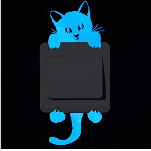 Cartoon Blaue leuchtende Wand-Aufkleber-Schalter-Wand-Aufkleber Dunkle Katze Raum Glühend Dekorative Küchen-Aufkleber-Baby-Raum-Wand-Dekoration von Dorime