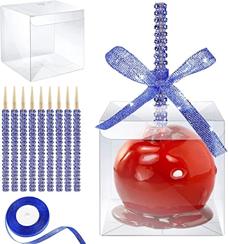 20 Stück Cake Pop Stiel, Candy Apfel Schachteln mit Glitzerstick-Loch Set, Karamellapfel-Verpackungsset mit strassbesetzten Bambusspießen & Glitzerbändern für Cake Pop Schokolade Behandlung (Blau) 20 Stück Cake Pop Stiel, Candy Apfel Schachteln mit Glitzerstick-Loch Set, Karamellapfel-Verpackungsset mit strassbesetzten Bambusspießen & Glitzerbändern für Cake Pop Schokolade Behandlung (Blau) von Dormitology
