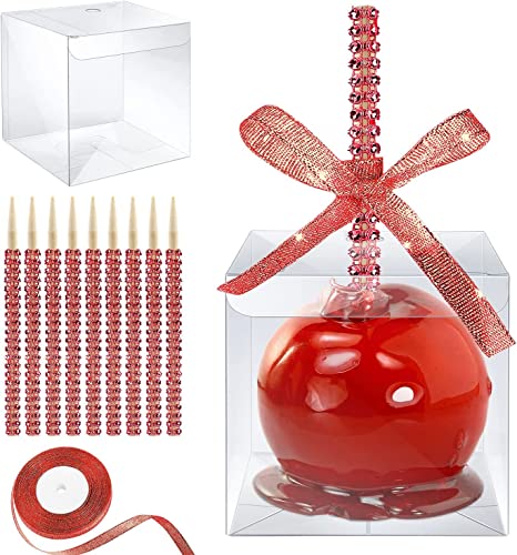 20 Stück Cake Pop Stiel, Candy Apfel Schachteln mit Glitzerstick-Loch Set, Karamellapfel-Verpackungsset mit strassbesetzten Bambusspießen & Glitzerbändern für Cake Pop Schokolade Behandlung (Rot) 20 Stück Cake Pop Stiel, Candy Apfel Schachteln mit Glitzerstick-Loch Set, Karamellapfel-Verpackungsset mit strassbesetzten Bambusspießen & Glitzerbändern für Cake Pop Schokolade Behandlung (Rot) von Dormitology