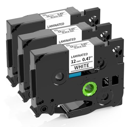 Doruimi Ersatz für Brother P Touch TZe-231 TZe231 TZ-231 12 mm 0,47 laminiert schwarz auf weiß TZe TZ Etikettenband, kompatibel mit Brother PT-H110 PT-P300BT PT-H101C PT-H100R GL-H105 PT-D400, 3X Doruimi Ersatz für Brother P Touch TZe-231 TZe231 TZ-231 12 mm 0,47 laminiert schwarz auf weiß TZe TZ Etikettenband, kompatibel mit Brother PT-H110 PT-P300BT PT-H101C PT-H100R GL-H105 PT-D400, 3X von Doruimi