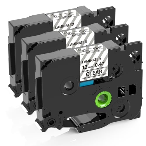 TZe-131 kompatibel mit Brother p-touch Bänder Transparent Schriftbänder Tz Tape 12mm 0.47 Clear Schwarz auf Transparent Etikettenband P Touch Bänder für PT-H107B PT-H110 PT-H100R PT-D210 PT-H200 von Doruimi