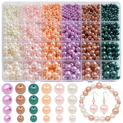 Dotilili 1890 Stück Perlen, 4/6/8/10 mm, runde Glasperlen für Schmuckherstellung, glatte Abstandshalter, lose Perlen mit Löchern zum Basteln, für Armbänder, Halsketten, Ohrringe, DIY, Dotilili 1890 Stück Perlen, 4/6/8/10 mm, runde Glasperlen für Schmuckherstellung, glatte Abstandshalter, lose Perlen mit Löchern zum Basteln, für Armbänder, Halsketten, Ohrringe, DIY, von Dotilili