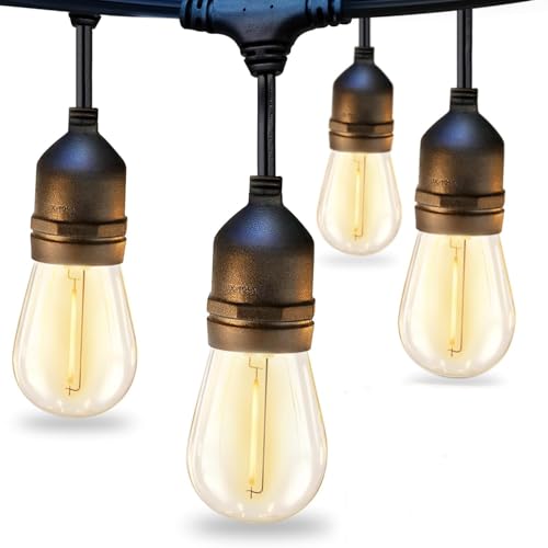 Dotrvmp LED Lichterkette Außen Innen 15m mit E27 S14 1W LED Glühbirnen IP65 Wasserdicht Verbindbare Lichterketten für Garten, Balkon, Terrasse, Hochzeit, Party, Weihnachtsbaum 2700K Warmweiß von Dotrvmp