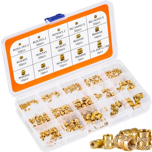 300 Stück Gewindeeinsatz M2 M2.5 M3 M4 M5 M6 Einpressmuttern Messing Gewindebuchsen Innengewinde Rändelmuttern mit Sortierbox für Kunststoffteilen in Durch Erwärmung oder Ultraschall in 3D Drucker 300 Stück Gewindeeinsatz M2 M2.5 M3 M4 M5 M6 Einpressmuttern Messing Gewindebuchsen Innengewinde Rändelmuttern mit Sortierbox für Kunststoffteilen in Durch Erwärmung oder Ultraschall in 3D Drucker von Dottall