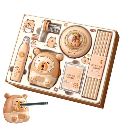 Dottduya Capybara Schulbedarf - Capybara Bleistiftspitzer Schreibset,Elektrischer Radiergummi Schulmaterial Geschenke Schüler Lehrer Geburtstagsparty Mitgebsel Dottduya Capybara Schulbedarf - Capybara Bleistiftspitzer Schreibset,Elektrischer Radiergummi Schulmaterial Geschenke Schüler Lehrer Geburtstagsparty Mitgebsel von Dottduya