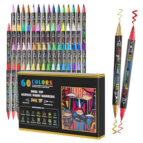 Dottduya Doppelspitz Marker | Kunstmalstift Set - Acrylstifte Mit Feiner Und Pinselspitze In 60 Farben Für Malen Zeichnen Auf Stoff Holz Kinder Kreativprojekte Dottduya Doppelspitz Marker | Kunstmalstift Set - Acrylstifte Mit Feiner Und Pinselspitze In 60 Farben Für Malen Zeichnen Auf Stoff Holz Kinder Kreativprojekte von Dottduya