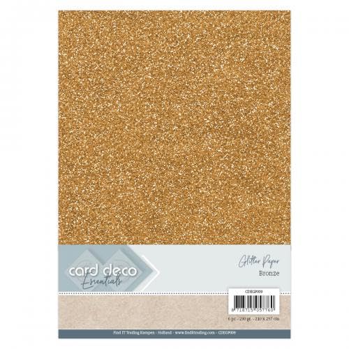 Card Deco Essentials Glitzerpapier, bronzefarben von Dotty Design