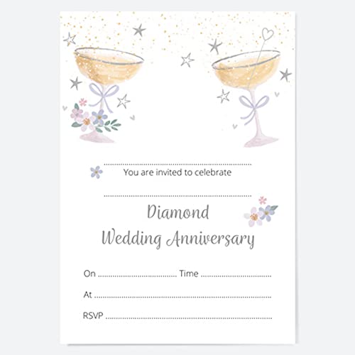 Einladungen zum 60. Hochzeitstag, Champagnerblasen, 10 Stück von Dotty about Paper