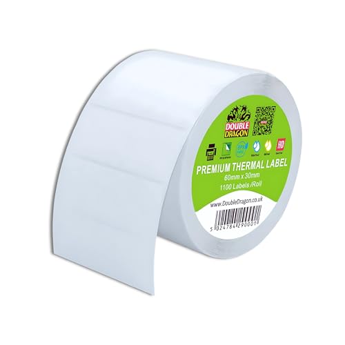 Double Dragon, 1.100 Direkte Thermodrucketiketten, 60mm x 30mm | Premium-beschichtete, selbstklebende weiße Etiketten | Kratzfest | Kompatibel mit Zebra, MUNBYN, Rollo, Toshiba, Citizen Druckern Double Dragon, 1.100 Direkte Thermodrucketiketten, 60mm x 30mm | Premium-beschichtete, selbstklebende weiße Etiketten | Kratzfest | Kompatibel mit Zebra, MUNBYN, Rollo, Toshiba, Citizen Druckern von Double Dragon