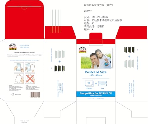 Double Dragon Ersatz für Canon Selphy CP1300 KP-108IN Tinte und Fotopapier Set | Für CP Drucker CP1500, CP1300, CP1200, CP1000, CP910 | 3115B001(AA), 3 Farbband-Kassetten von Double Dragon