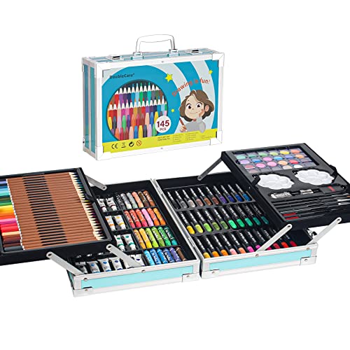 145 TLG Malkoffer, Deluxe Aluminium Trageköfferchen Zeichenset mit Marker, Ölpastelle Wachsstifte, Buntstifte, Wachsmalstifte, Öl Pastellkreide usw, zum Kinder Anfänger & Erwachsene Geschenk,Blau 145 TLG Malkoffer, Deluxe Aluminium Trageköfferchen Zeichenset mit Marker, Ölpastelle Wachsstifte, Buntstifte, Wachsmalstifte, Öl Pastellkreide usw, zum Kinder Anfänger & Erwachsene Geschenk,Blau von DoubleCare
