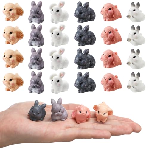 DoubleFill 24 Stück Mini-Osterhasen-Miniatur-Figuren, Kuchendekoration, Ostern, DIY, Hase, Miniatur-Gartendekoration, Topfpflanze, Kuchendekoration, Geburtstagsgeschenk, Schreibtisch-Dekoration DoubleFill 24 Stück Mini-Osterhasen-Miniatur-Figuren, Kuchendekoration, Ostern, DIY, Hase, Miniatur-Gartendekoration, Topfpflanze, Kuchendekoration, Geburtstagsgeschenk, Schreibtisch-Dekoration von DoubleFill
