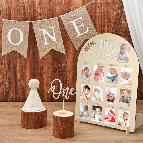 DoubleFill 4 Stück My First Year Fototafel 1. Geburtstag Holz Acryl Schild 12 Monate Bilderrahmen erster Geburtstag Hochstuhl Banner Kegel Hut One Cake Topper Erster Geburtstag Dekorationen für Jungen DoubleFill 4 Stück My First Year Fototafel 1. Geburtstag Holz Acryl Schild 12 Monate Bilderrahmen erster Geburtstag Hochstuhl Banner Kegel Hut One Cake Topper Erster Geburtstag Dekorationen für Jungen von DoubleFill