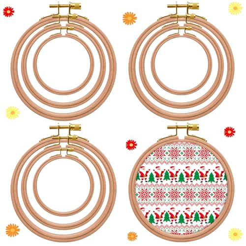 DoubleFill 9 runde Stickrahmen, Größen von 10,2 cm bis 15,2 cm, Rahmen, Kreis, Gummi-Reifen, Ring, zum Aufhängen, Display, Kreuzstich, Ornament, Geschenk, Vintage-Buchenholz-Rahmen-Kits für Handwerk DoubleFill 9 runde Stickrahmen, Größen von 10,2 cm bis 15,2 cm, Rahmen, Kreis, Gummi-Reifen, Ring, zum Aufhängen, Display, Kreuzstich, Ornament, Geschenk, Vintage-Buchenholz-Rahmen-Kits für Handwerk von DoubleFill