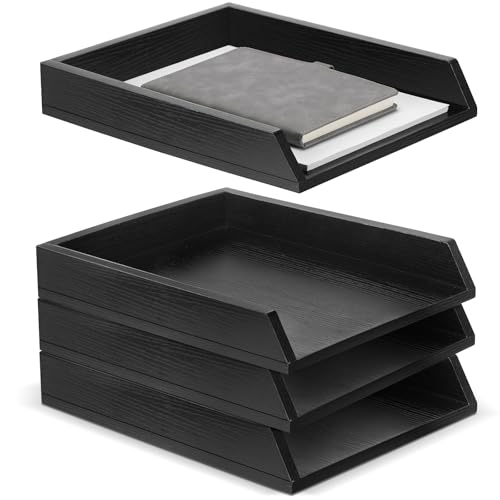 DoubleFill Briefablagen aus Holz, Briefablage, strapazierfähig, 2 Etagen, stapelbar, unterstützt Papierablage, Schreibtisch-Schublade, Organizer, Aktenordner, Zeitschriften, Bürozubehör, Schwarz, 4 DoubleFill Briefablagen aus Holz, Briefablage, strapazierfähig, 2 Etagen, stapelbar, unterstützt Papierablage, Schreibtisch-Schublade, Organizer, Aktenordner, Zeitschriften, Bürozubehör, Schwarz, 4 von DoubleFill