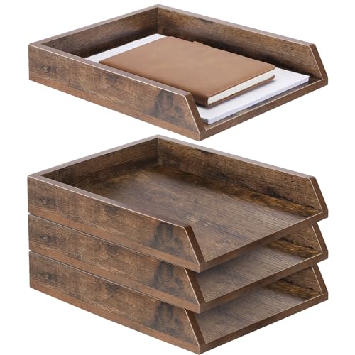 DoubleFill Briefablagen aus Holz, Briefablage, strapazierfähig, 2 Etagen, stapelbar, unterstützt Papierablage, Schreibtischschublade, Organizer, Aktenordner, Zeitschriften, Bürozubehör, Dunkelholz, 4 DoubleFill Briefablagen aus Holz, Briefablage, strapazierfähig, 2 Etagen, stapelbar, unterstützt Papierablage, Schreibtischschublade, Organizer, Aktenordner, Zeitschriften, Bürozubehör, Dunkelholz, 4 von DoubleFill