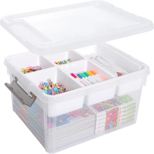 DoubleFill Kunststoff-Aufbewahrungsbox mit Deckel und abnehmbarem Tablett, transparent, stapelbar, für Bastelarbeiten, für Bausteine, Perlennähen, Buntstifte, 2 Stück DoubleFill Kunststoff-Aufbewahrungsbox mit Deckel und abnehmbarem Tablett, transparent, stapelbar, für Bastelarbeiten, für Bausteine, Perlennähen, Buntstifte, 2 Stück von DoubleFill