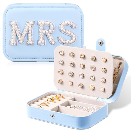 DoubleFill Reise-Schmuckschatulle für Braut, Reise-Schmucketui, klein, PU-Leder, Organizer, Aufbewahrung für Frauen, Brautparty, Geschenk, Verlobungsgeschenk, Blau DoubleFill Reise-Schmuckschatulle für Braut, Reise-Schmucketui, klein, PU-Leder, Organizer, Aufbewahrung für Frauen, Brautparty, Geschenk, Verlobungsgeschenk, Blau von DoubleFill