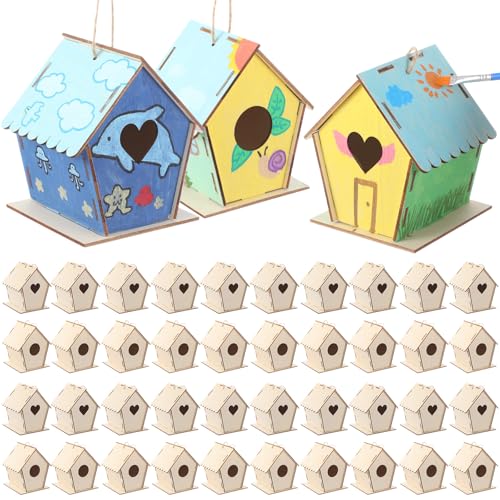DoubleFill Vogelhäuser aus Holz, Großpackung für Kinder, zum Basteln, Vogelhaus, unlackiertes Holz, Vogelhaus-Set, Holzmalerei-Set zum Bauen und Bemalen, unlackierte Vogelhäuser für Kinder, Geschenk DoubleFill Vogelhäuser aus Holz, Großpackung für Kinder, zum Basteln, Vogelhaus, unlackiertes Holz, Vogelhaus-Set, Holzmalerei-Set zum Bauen und Bemalen, unlackierte Vogelhäuser für Kinder, Geschenk von DoubleFill
