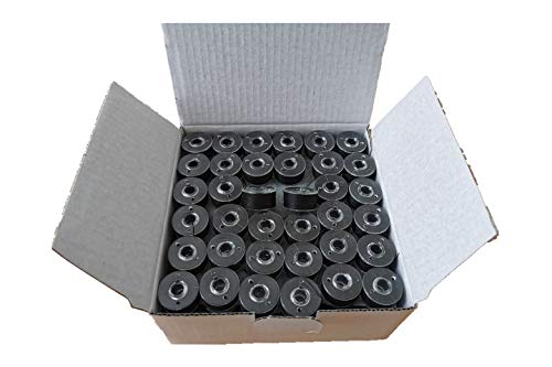 144 Stück vorgewickelte Spulen, Größe A, stärkerer 40S/2 Faden, 34 W für Nähzwecke oder dickere Stickereien, Kunststoffseite, Größe A, Klasse 15, 15J, SA156, schwarz, 100% Polyester, 40S/2, 60 Yards. 144 Stück vorgewickelte Spulen, Größe A, stärkerer 40S/2 Faden, 34 W für Nähzwecke oder dickere Stickereien, Kunststoffseite, Größe A, Klasse 15, 15J, SA156, schwarz, 100% Polyester, 40S/2, 60 Yards. von Doublelin