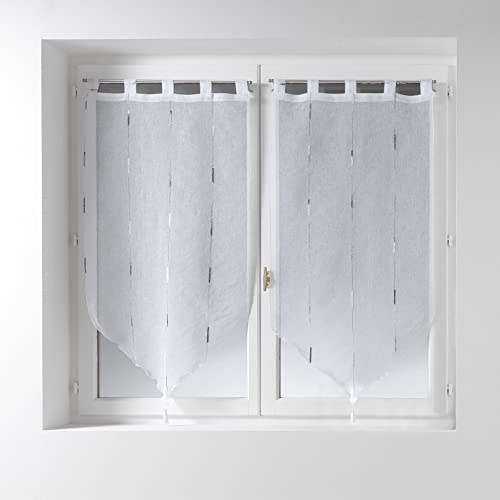 Douceur d'Intérieur, Fenster-Gardinen, mit Schlaufen und Troddel, aus Polyester-Chenille, Polyester, grau, 120 x 60 cm von Douceur d'Intérieur