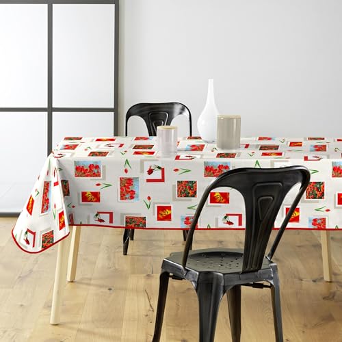 Douceur d'Intérieur Tulipe Tischdecke, rechteckig (140 x 240 cm), PVC mit Fotodruck von Douceur d'Intérieur