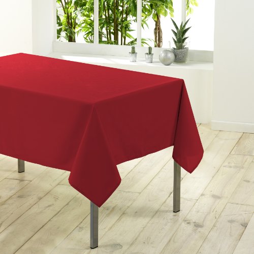 Douceur d'Intérieur CDaffaires Tischdecke, rechteckig, 140 x 200 cm, Polyester, unifarben, essenziell, Rot, Unité (Lot de 1) von Douceur d'Intérieur