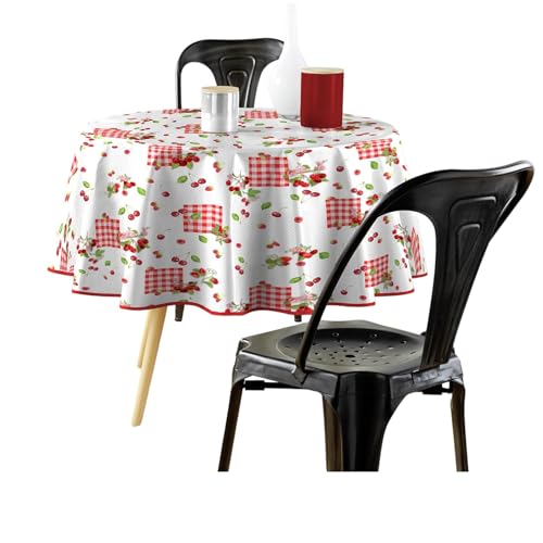 Douceur d'Intérieur Cerise Tischdecke, rund (Durchmesser 160 cm), bedruckter PVC von Douceur d'Intérieur