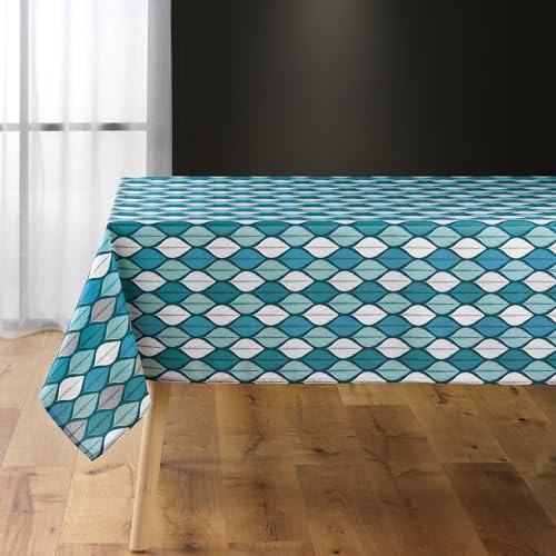Douceur d'Intérieur Ysode Tischdecke, rechteckig (145 x 240 cm), Blau, bedruckter Polyester von Douceur d'Intérieur