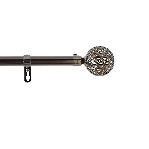 douceur d'Intérieur Deko-Set für Gardinenstange, 19 mm, 120 < 210 cm, Platte Globa Nickel von Douceur d'Intérieur