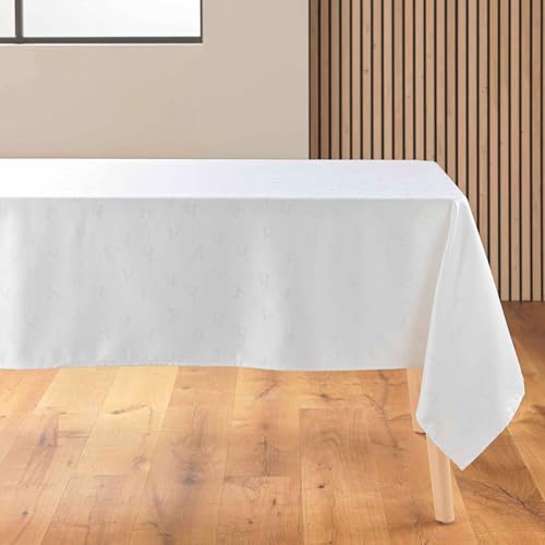 douceur d'intérieur Les Rennes Tischdecke, rechteckig (140 x 250 cm) Weiß/Silber, Jacquard mit Metallicfasern von Douceur d'Intérieur