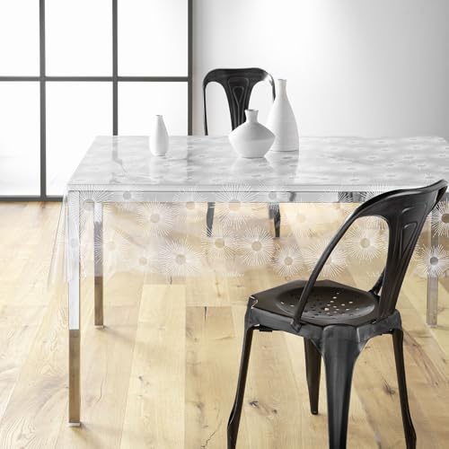 Douceur d'Intérieur Soleil Tischdecke, rechteckig, transparent (140 x 240 cm), bedrucktes PVC 14/100E von Douceur d'Intérieur