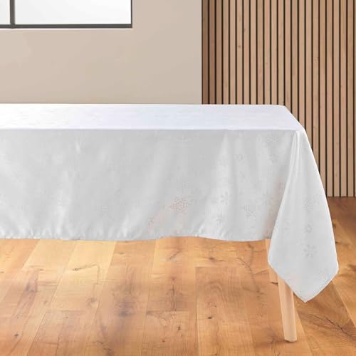 Douceur d'Intérieur Flocons Tischdecke, rechteckig (140 x 240 cm), Weiß, Jacquard von Douceur d'Intérieur