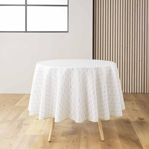 douceur d'intérieur Piana Tischdecke, rund (Ø 180 cm), Natur, Polyester mit Metallic-Druck von Douceur d'Intérieur