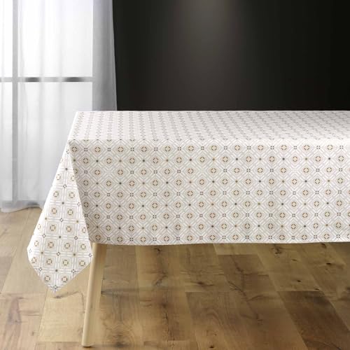 Douceur d'Intérieur Sanzo Tischdecke, rechteckig (145 x 240 cm), Natur, bedruckter Polyester von Douceur d'Intérieur
