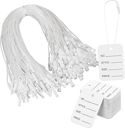 200PCS Preisschilder Hängeetiketten Preisetiketten Hängeetiketten mit Polyesterschnur Markierungsetiketten Preisschilder Anhänger mit Schnappverschluss Preisetiketten für Schmuck Kleidung Hut 3.5*5CM von Doukesh