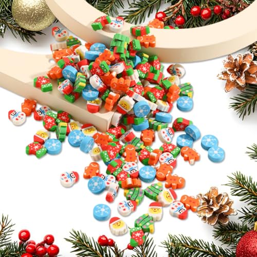 50 Stück Weihnachten Radiergummis Lustige Mini Radiergummis für Kinder Weihnachten Party Geburtstagsgeschenke(Weihnachtsmann Schneeflocken Schneemann und andere Muster) von Doukesh
