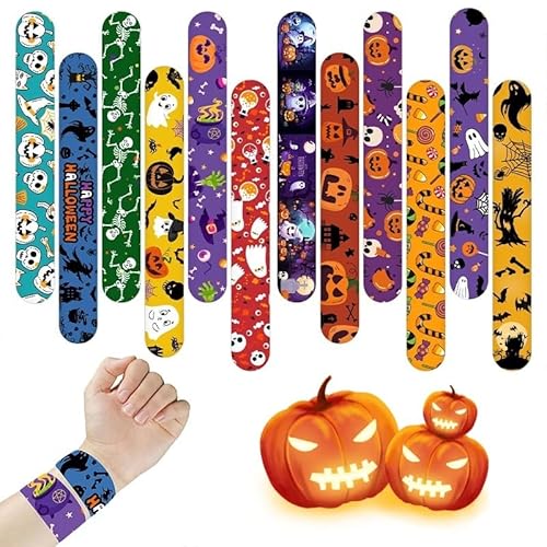 Doukesh 24 Stück Halloween Schnapparmbänder für Kinder Klatscharmband Slap Armband Slap Armbänder Schnapparmband für Halloween Mädchen und Jungen Geschenke Kindergeburtstag Mitgebsel 22*3CM Doukesh 24 Stück Halloween Schnapparmbänder für Kinder Klatscharmband Slap Armband Slap Armbänder Schnapparmband für Halloween Mädchen und Jungen Geschenke Kindergeburtstag Mitgebsel 22*3CM von Doukesh