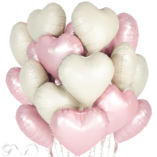 Herz Folienballon Creme und Rosa, 24 Stück 18 Zoll Herz Helium Luftballons, Creme Baby Rosa Luftballons Hochzeit, Herzluftballons für Geburtstag, Verlobung Brautdusche Valentinstag Deko Herz Folienballon Creme und Rosa, 24 Stück 18 Zoll Herz Helium Luftballons, Creme Baby Rosa Luftballons Hochzeit, Herzluftballons für Geburtstag, Verlobung Brautdusche Valentinstag Deko von Douvelue