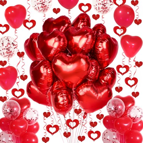Rot Herz Luftballons Set - 30 Herzförmige Luftballons Konfetti Luftschlangen zum Valentinstag Rot Herz Luftballons Set - 30 Herzförmige Luftballons Konfetti Luftschlangen zum Valentinstag von Douvelue