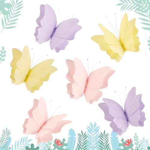 6 PCs Schmetterling Party Dekorationen, hängende Schmetterlingsdekorationen, Krepppapiergarten 3D Schmetterlinge Dekor Pastellpapier Schmetterlinge Dekoration 6 PCs Schmetterling Party Dekorationen, hängende Schmetterlingsdekorationen, Krepppapiergarten 3D Schmetterlinge Dekor Pastellpapier Schmetterlinge Dekoration von DouxiE