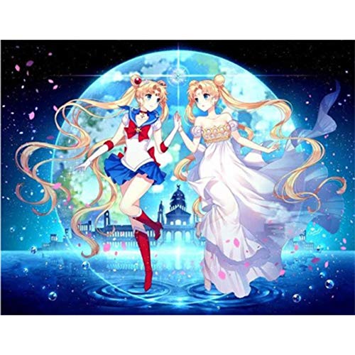 Sailor Moon und Sere DIY 5D Diamond Painting Vollrunder/quadratischer Bohrer Strass Stickerei Kreuzstich Dekoration Geschenk (Quadrat 40x50cm) von Dovance