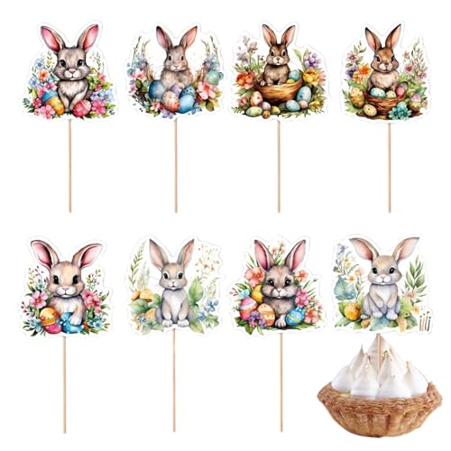 Dovxk Osterhasen-Cupcake-Topper,Ostern Cupcake-Topper | Häschen-Kuchen- und Cupcake-Topper | Oblaten-Reispapier-Kuchenaufsatz, Dekoration für Ostern und Geburtstag von Dovxk