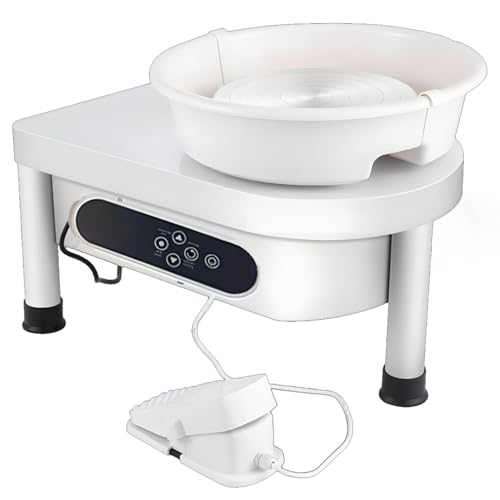 DowPie Elektrische Töpferscheibe mit 25 cm Drehteller und Fußpedal, für Erwachsene, für Anfänger und Heimtöpfer DualControl von DowPie