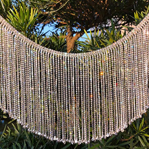 Dowarm 0,5 Yard Kristall Strass Fransen Trim Silber Lange Quaste Fransen Applikation Trim Diamant Weiß Kristall Kette Trim für Handwerk Kleidung Brautstrauß Dowarm 0,5 Yard Kristall Strass Fransen Trim Silber Lange Quaste Fransen Applikation Trim Diamant Weiß Kristall Kette Trim für Handwerk Kleidung Brautstrauß von Dowarm